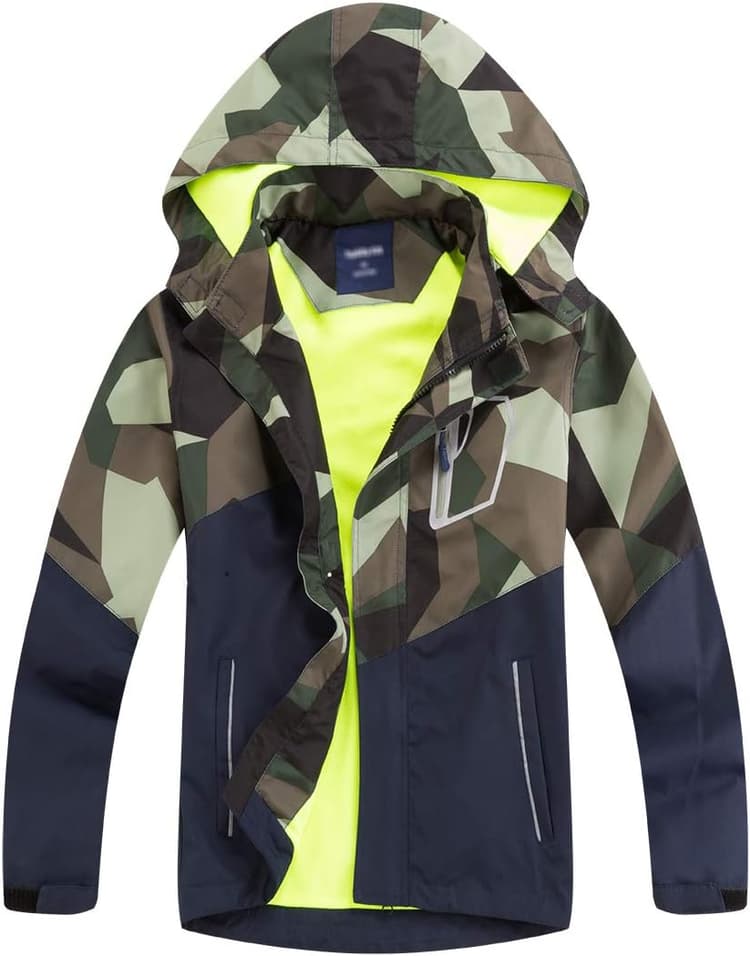 Coupe Vent Imperméable Doublé Polaire Garçon Camouflage