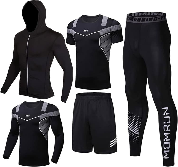 Vêtements de Sport pour Hommes Costume de Compression Costume de Sport de Remise en Forme Pantalon de Compression de Course en Plein air Chemise Top Veste à Manches Longues Collants de Compression