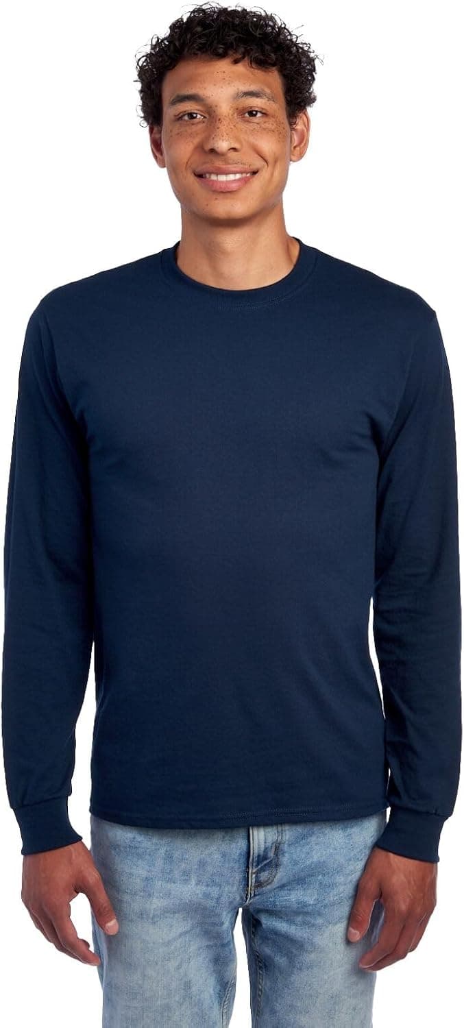 Jerzees Mens Dri-Power Cotton Blend Long Sleeve Tees, Moisture Wicking, Odor Protection, UPF 30+, Sizes S-3x