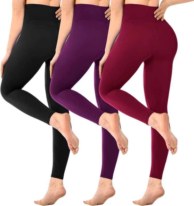 SINOPHANT Lot de 3 Leggings pour Femme, Taille Haute, Opaques, Noirs, pour la Gym, Le Yoga, Le Sport, Lot de 3