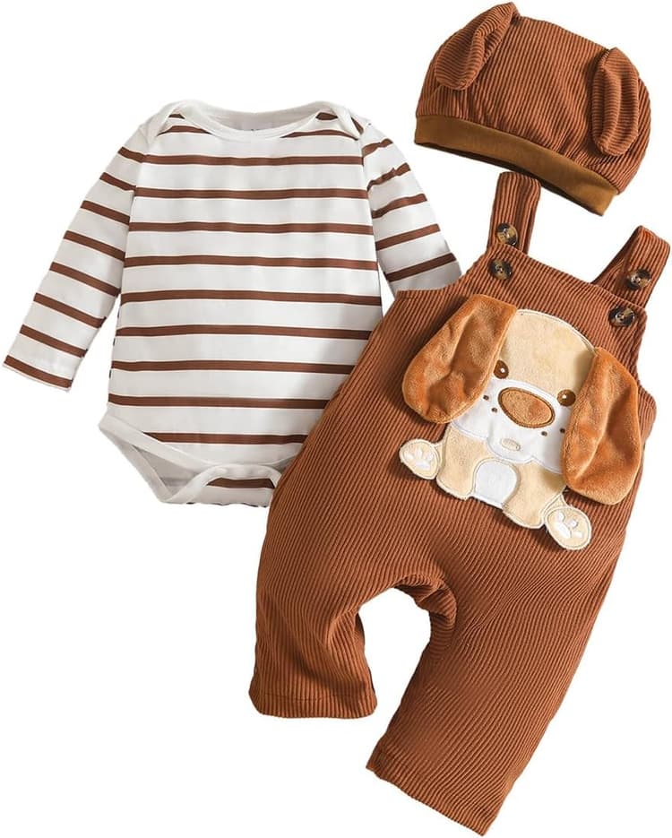 Bébé Garçon Vêtements Manches Longues Rayures Hauts Dinosaure Imprimé Salopette Réglable Bretelles Pantalon Tenue Ensemble