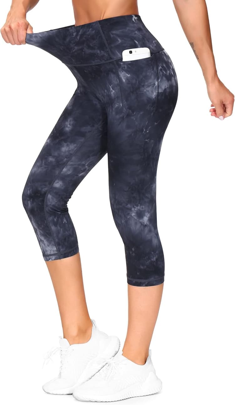 THE GYM PEOPLE Women's High Waist Tummy Control Capris Leggings