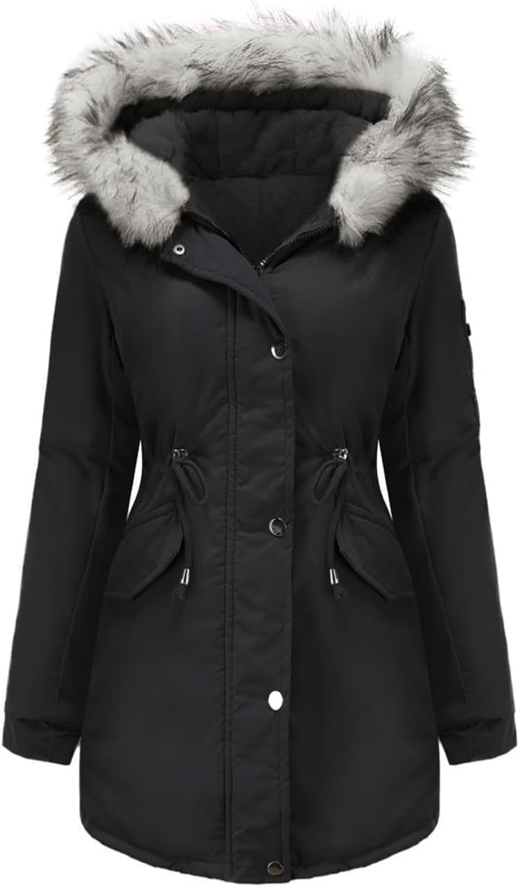 Tuopuda Manteau Femme Hiver Veste Polaire Chaud Parka Manches Longues Blouson Zippée À Capuche Hooded Coat Sweat-Shirts Outercoat avec Poches