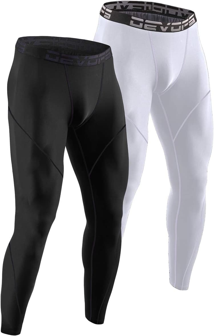 DEVOPS 2 or 3 Pack Men's Thermal Compression Pants, Athletic Leggings Base Layer Bottoms