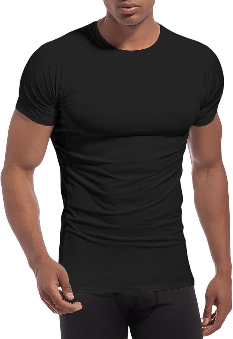 Hommes Compression T-Shirt Manches Courtes en Maille Tee Shirt Séchage Rapide Vêtements Running Maillot Jogging Couche de Base Manches Courte Athlétique Musculation Bodybuilding Hauts