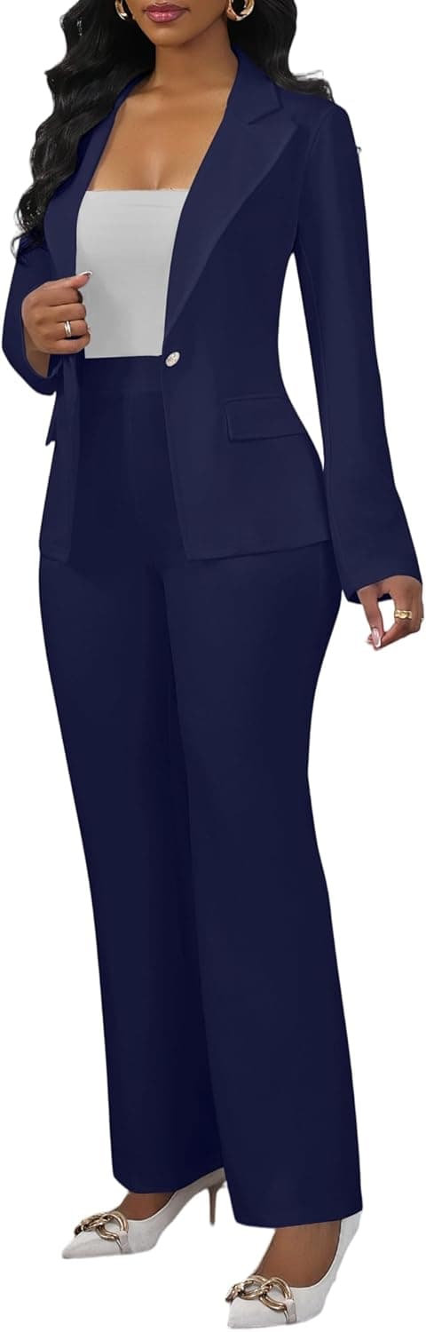 2 Piece Pant Suits for Women Business Casual Outfits Dressy Blazer Jackets and Pencil Pants Work Set