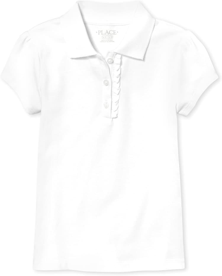The Children's Place Girl's Short Sleeve Ruffle Pique Polo Shirt