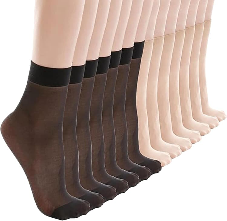 KEYRI 14 Paires de Socquettes Transparentes pour Femme, Bas Nylon Mode Chaussette Collant Nylon Chaussettes de Cheville