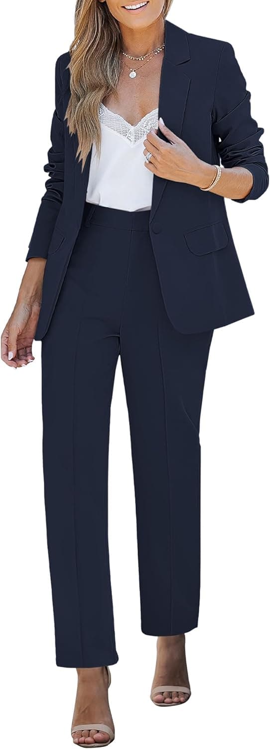 luvamia Women's Two Piece Sets Pants Suits Dressy Business Casual Outfits Professional Blazer Pantsuits Set Work Office