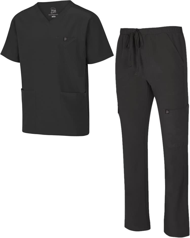 Natural Uniforms Mens Stretch Multi-Pocket Cargo Scrub Set
