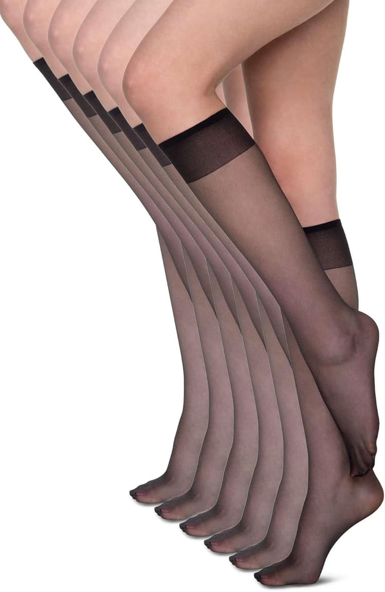 Chaussettes mi-bas pour femme 15 DEN Sans pression Légères et confortables au quotidien Matériau lisse Taille unique Six paires Sheena15