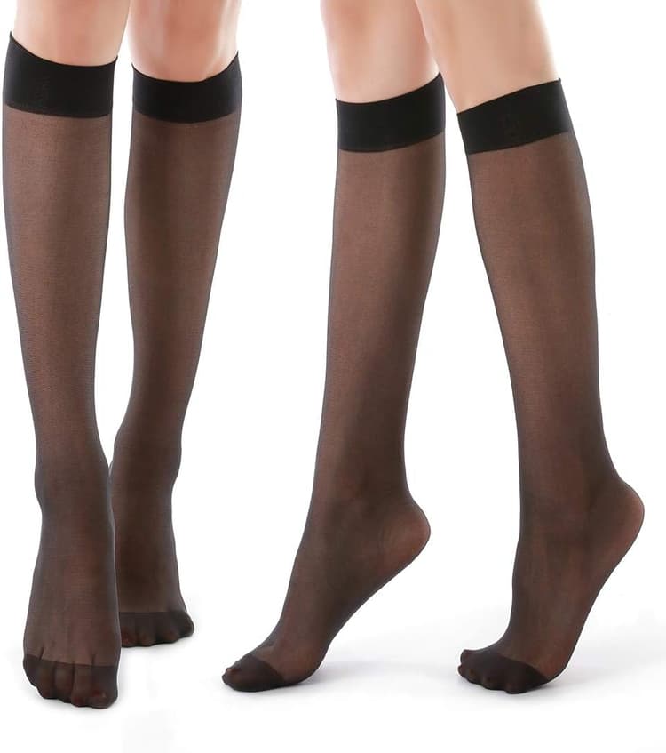 G&Y 9 Pairs Knee High Pantyhose with Reinforced Toe - 20D Nylon Stockings for Women