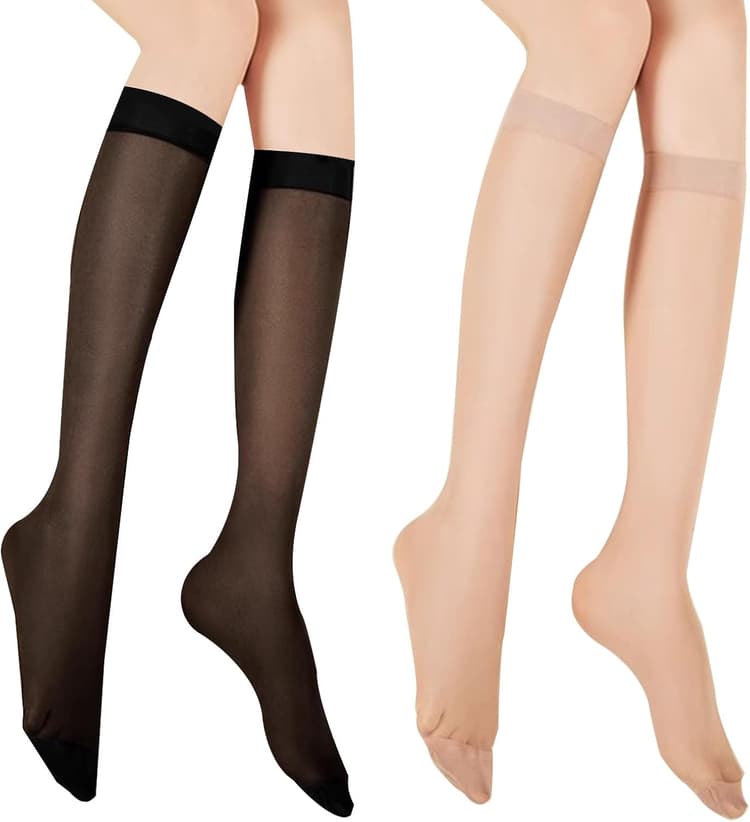 KEYRI 6 Paires Chaussettes Mi-Bas pour Femme, Chaussettes Hautes Sans Pression Chaussettes Montantes