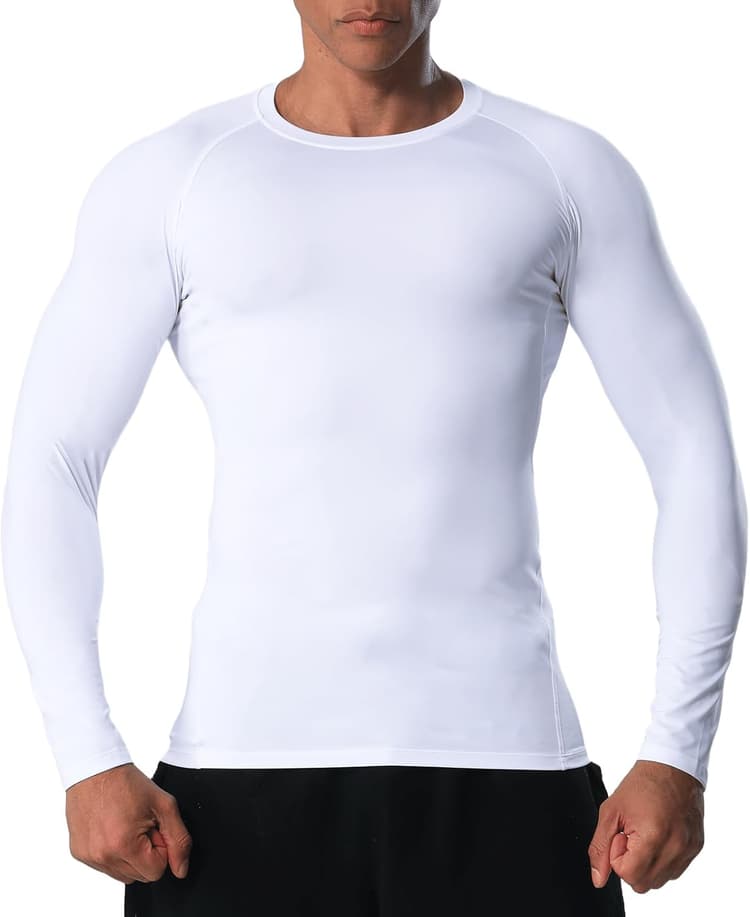 T-Shirt de Compression Homme Séchage Rapide et respirabilitésport Baselayer Longues Conception en Maille sous Les aisselles pour Basketball Football Fitness