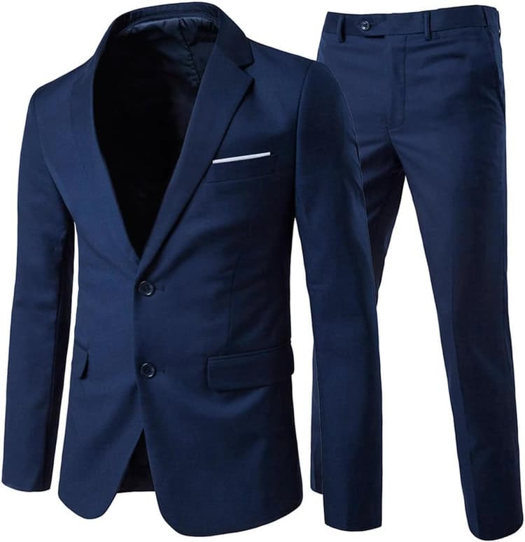 Allthemen Costume Homme Formel d'affaire de Couleur Uni à la Mode Slim Fit Deux pièces