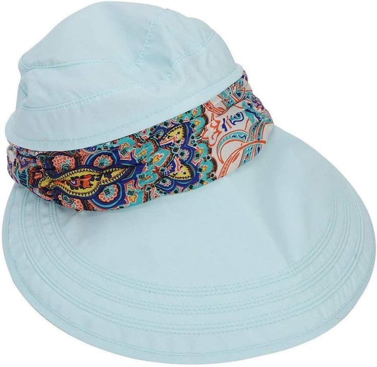 Femme Casquette Visière Large Bord Chapeau de Soleil Plage Voyage Eté Capeline de Camping Pêche Vélo Jardinage Pliable Protection Solaire Complète avec Foulard Protège-nuque Détachable UPF 50+ Anti-UV
