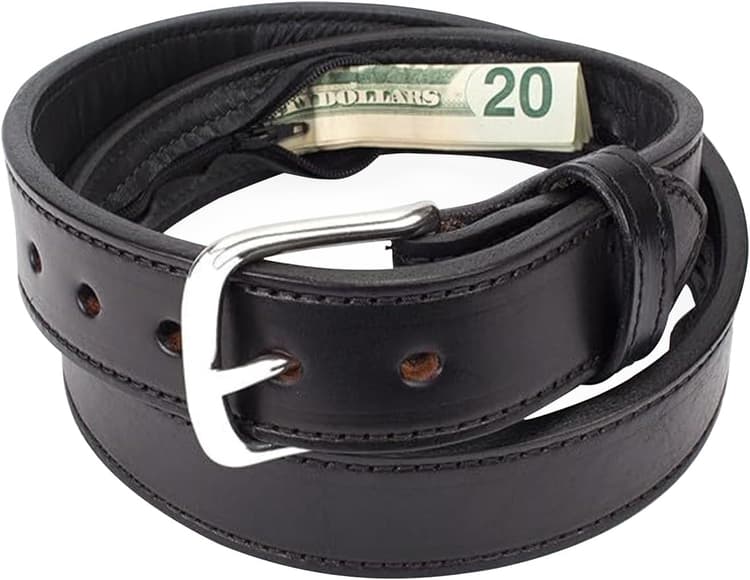 Ceinture Porte Monnaie De Voyage, Ceinture Homme Cuir Antivol, Dissimulée Pochette Ceintures, Pochette Secrète, Sac Antivol, Portefeuille De Sécurité à Fermeture éclair pour Homme Et Femme, 115x3,8cm
