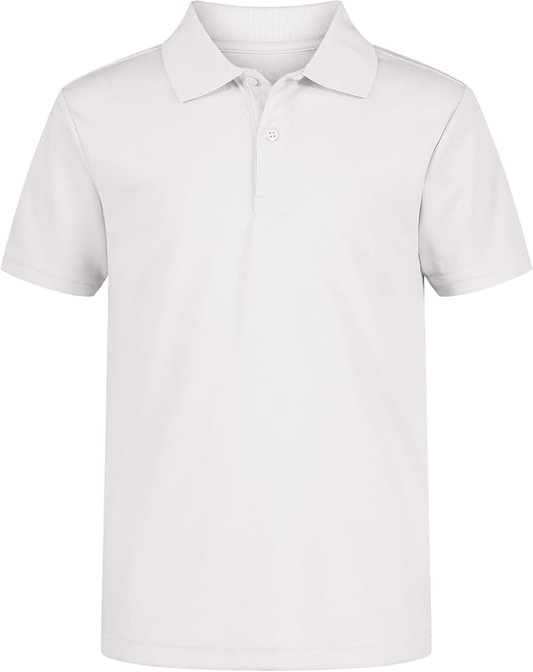 Nautica Boys' School Uniform Short Sleeve Polo Shirt, Button Closure, Moisture Wicking Performance Material