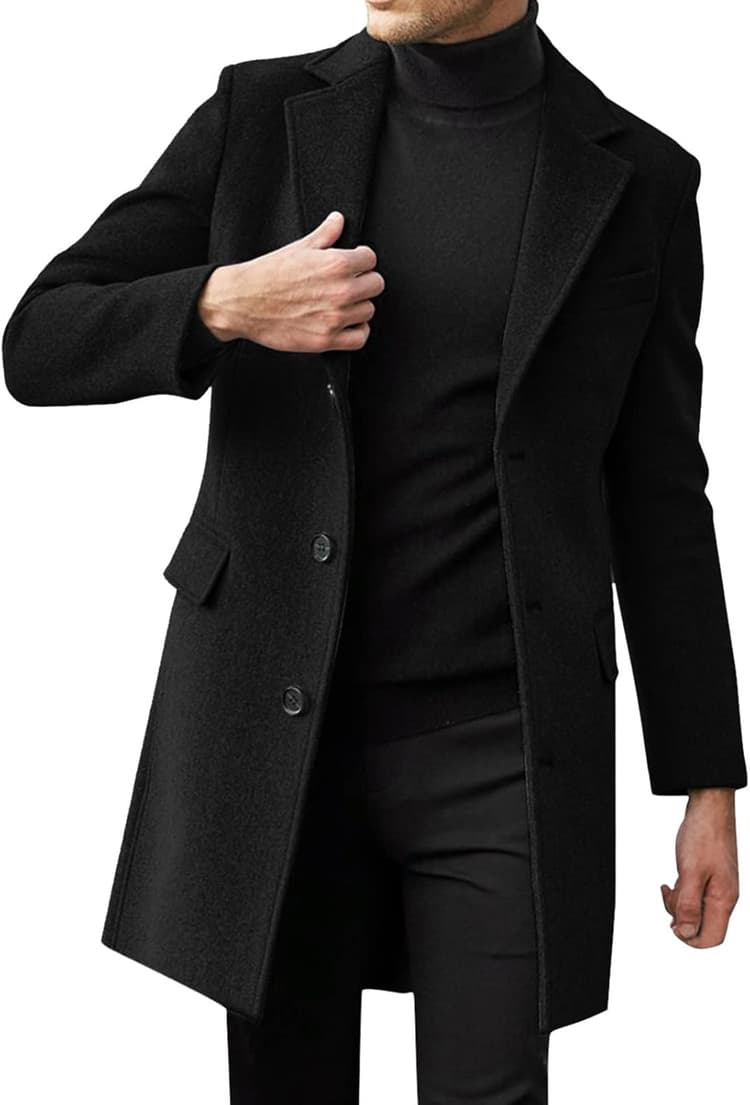 Generisch Manteau d'hiver pour homme grande taille col à revers manches longues veste en cuir rembourrée manteau épais veste en peau de mouton