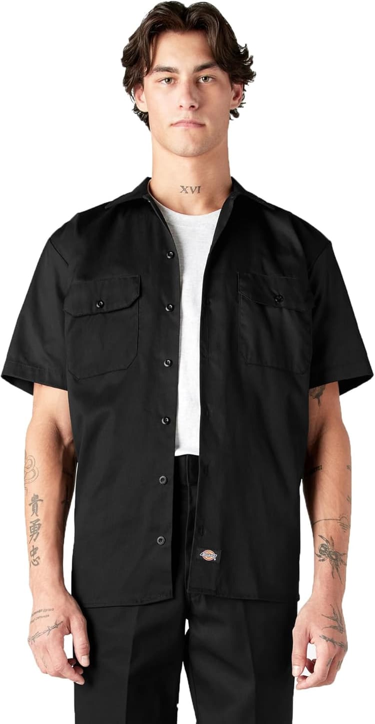 Dickies Men’s Short Sleeve Work Shirt – Durable Twill Button Down Shirts for Men, Lightweight Uniform for Daily Wear