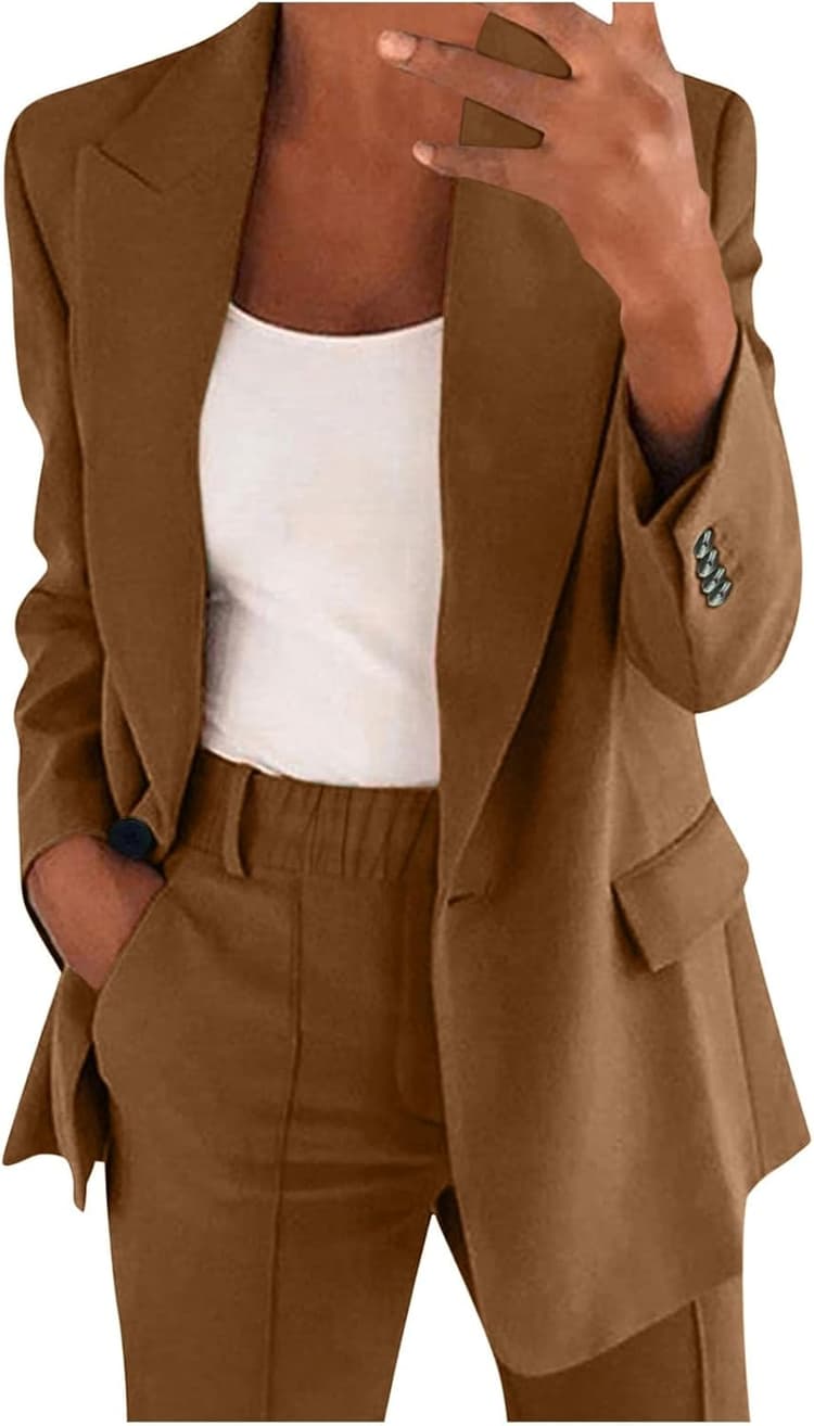 Tailleur Femme Chic Blazer Veste Blazer pour Mariage Tailleur Pantalon Et Veste Chic Et Elegant Costume Ensemble Pantalon Tailleurs-Pantalons Chic Et Elegant Ensemble Grande Taille Tailleurs