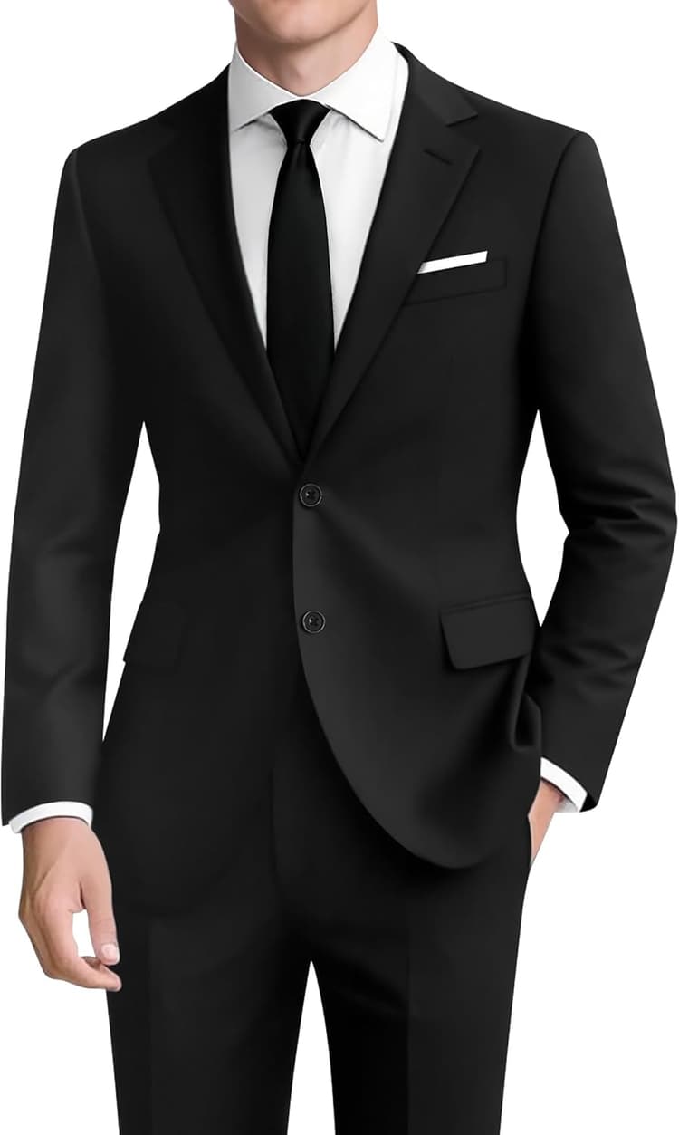 Men's Suit 2-Piece Slim Fit,Two-Button Blazer and Adjustable Waist Pants