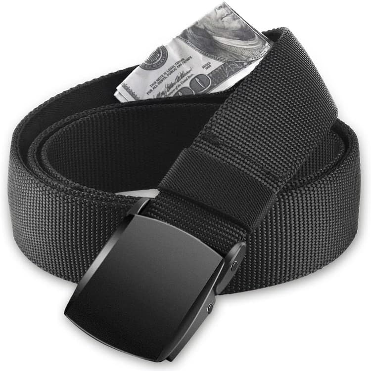 Ceinture de Voyage Porte-Monnaie, AGPTEK Portefeuille Antivol Dotée d'une Poche Secret Fermeture et Boucle en Métal Idéal pour Une Meilleure Sécurité en Voyage/Travail-Noir