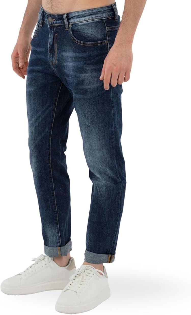 TONY BACKER - Jeans Homme Regular Fit Élastique Pantalon Denim Confortable à la Taille, Coupe Classique, Jeans Élastique Homme, Look Décontracté