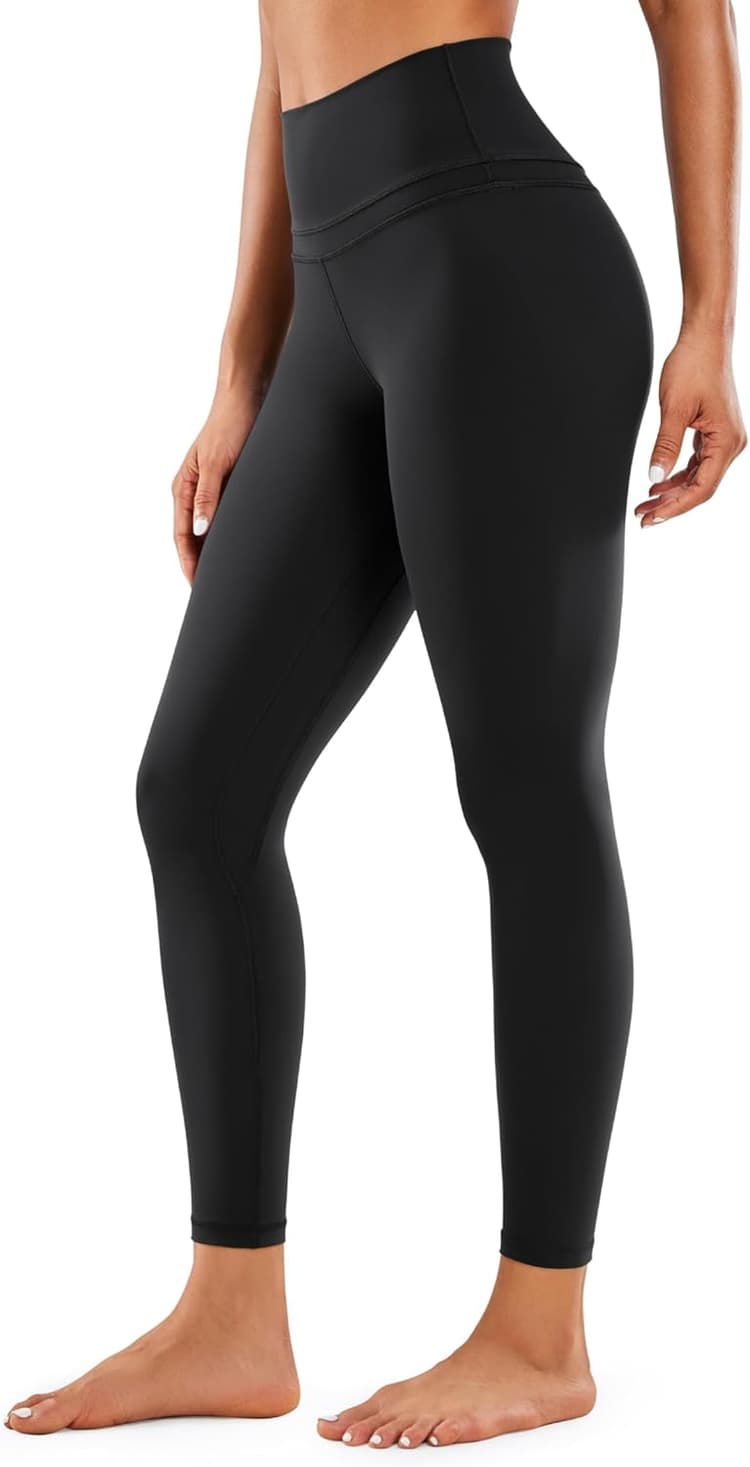CRZ YOGA Femme Naked Feeling Taille Haute Legging de Sport en Tissu Léger Yoga Pantalons avec Poche - 64cm