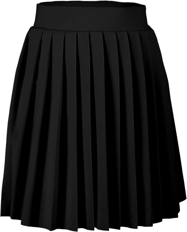 Mini Jupe pour Fille, Jupe plissée avec Short intégré, Jupe-Short d'uniforme Scolaire pour Fille avec 2 Poches latérales, Taille élastique Jupes Noires