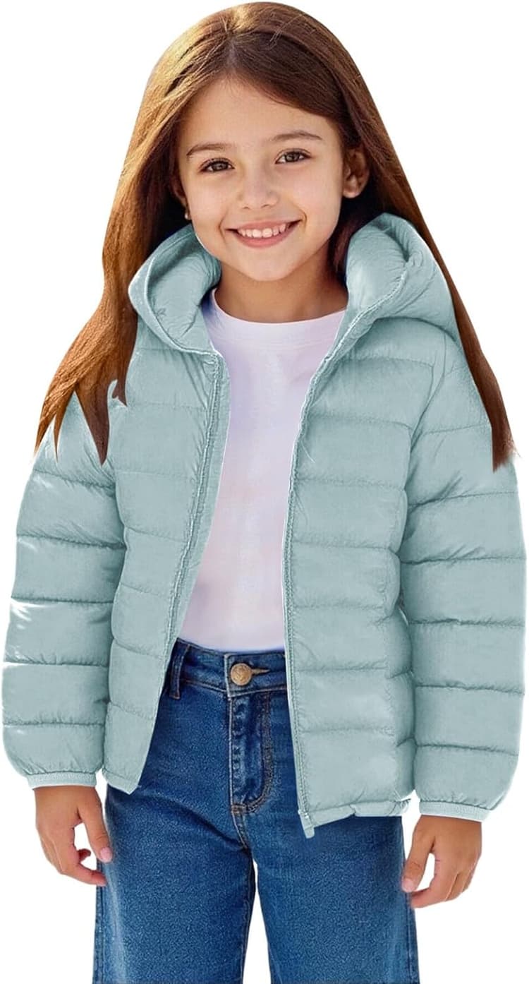 Générique Doudoune Légère Enfant Chaud Blouson Manteau à Capuche Garçon Fille Automne-Hiver Veste Jacket Rembourré de Duvet Top Doux Confortable Coupe-Vent avec Poches Manche Longue Blouson