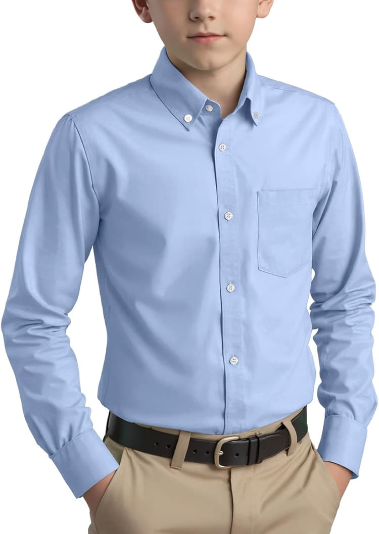 Spring&Gege Garçon Solid Color Col boutonné Uniforme Scolaire de Coton Occasionnels pour Enfants