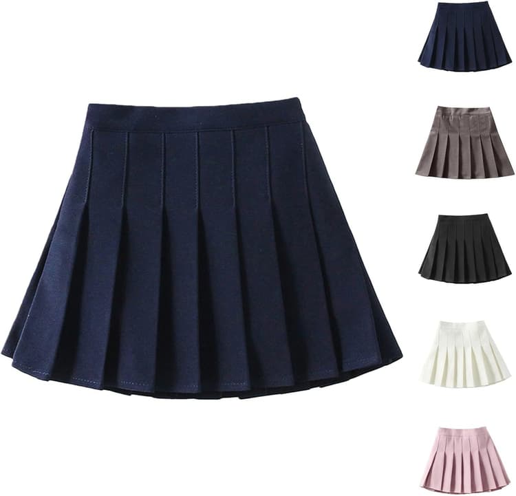 Jupe plissée taille haute pour uniforme scolaire avec short de sécurité pour enfants, style décontracté, classique, uni, princesse Y2K, élégante, robe d'été