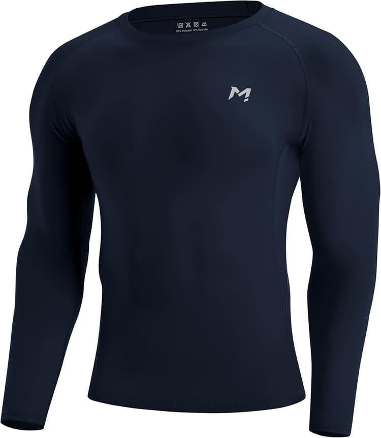 Moozava Mens Compression Shirt Long Sleeve Quick Dry Athletic Workout Gym T-Shirt SPF Running Top Sport Undershirt Base Layer
