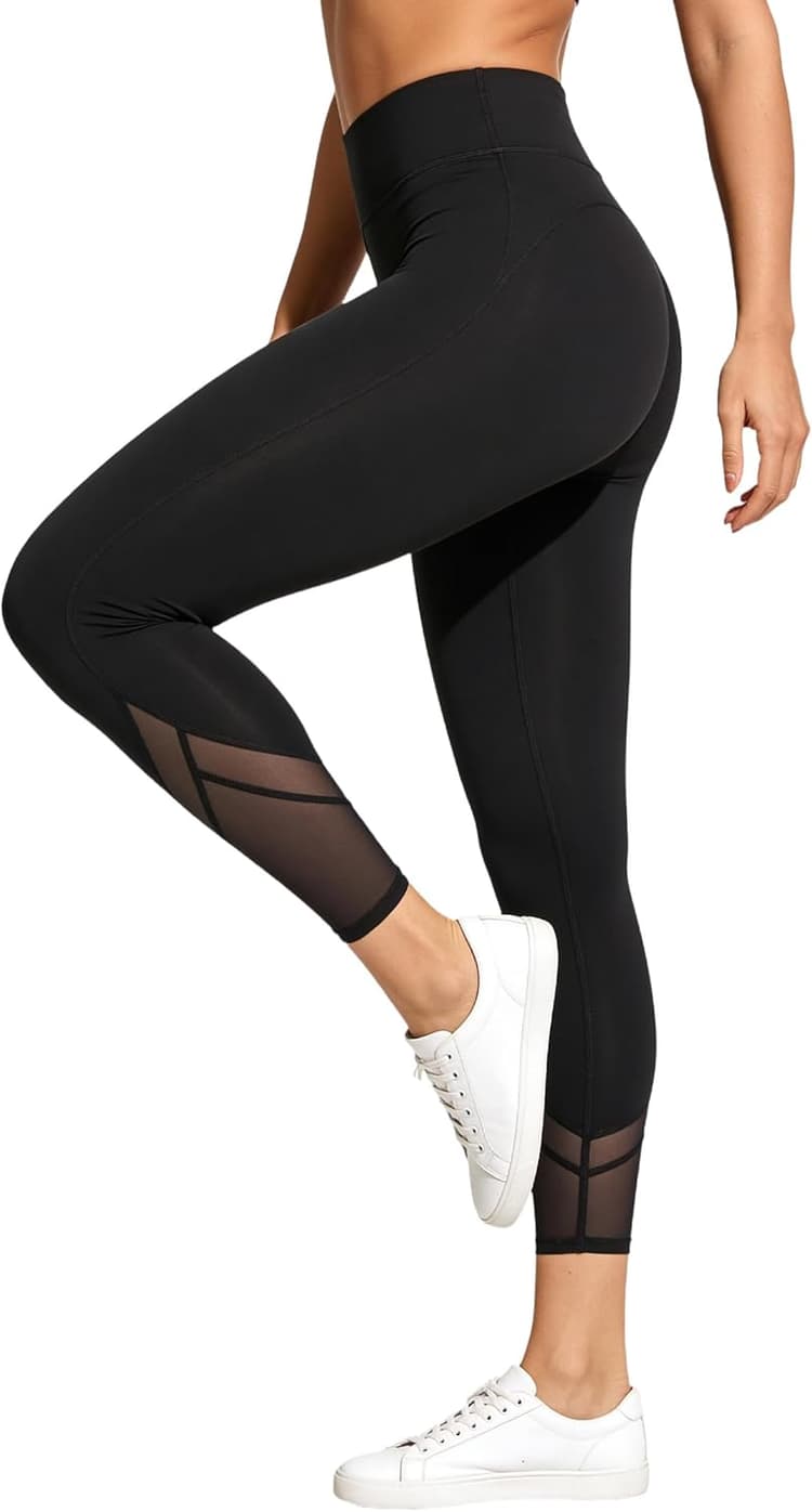 Yvette Leggings de Sport Femme Mesh Opaque Taille Haute Pantalon de Yoga Doux Respirant Grande Taille Pilates Fitness Voyage Gym