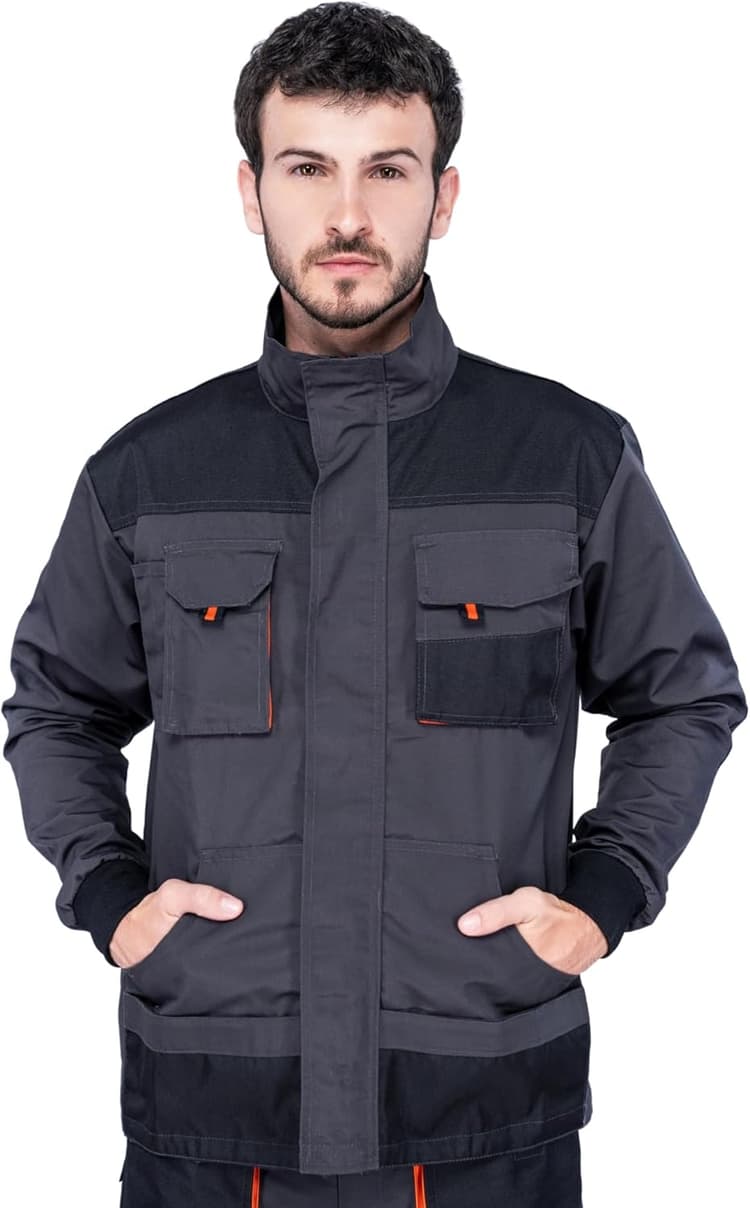 Veste de travail homme, Blouson de travail, Multi Poches, Grande Taille S - XXXL, Manteau de travail, Bleu/Noir/Rouge, Haute qualité Vetement