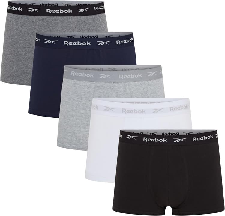 Reebok Reebok Lot de 5 Boxers pour Homme Noir/Blanc/Gris/Bleu Marine/Anthracite Chiné sous-vêtement Homme (Lot de 5)