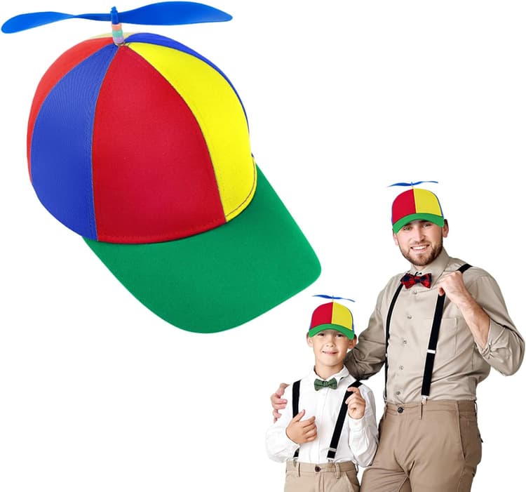 Aomig Casquette à Hélice, Drôle Casquette de Baseball/Chapeau de Pêcheur avec Hélice, Chapeau D'hélicoptère pour Adultes Enfant, Réglable Baseball Cap Convient pour Les Soirées à Thème Du Carnaval