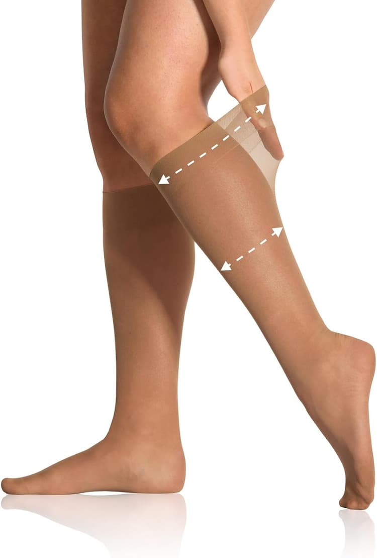 alber's SENSITIVE CURVY - Lot de 10 | Mi-Bas Femme, Bord Confortable et Extensible, pour Jambes Robustes, Transparente 20 DEN | Taille Unique (36-41)