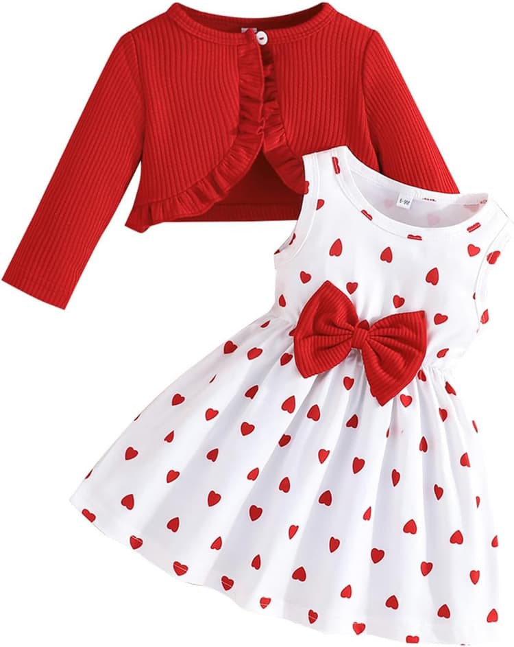 Ensemble robe et cardigan pour filles avec débardeur sans manches et motif papillon floral robe d'été unie à volants pour bébé fille tenue d'hiver pour tout-petits vêtements d'hiver