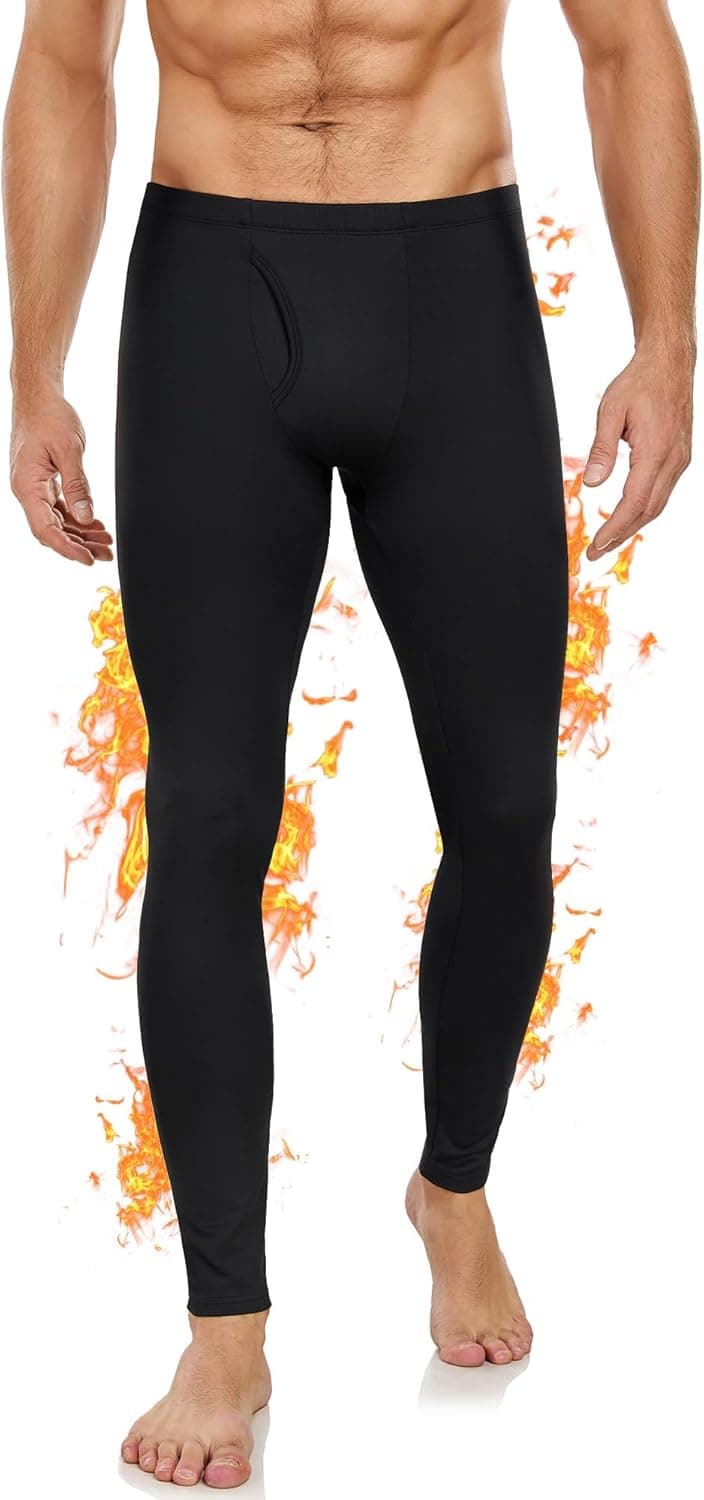 BENNIES Collant Thermique Homme Pantalon Thermique Hiver sous Vetement Legging Polaire Chaud Chauffant Caleçon Long Bas Thermiques Pantalon de Ski Sport Noir Gris