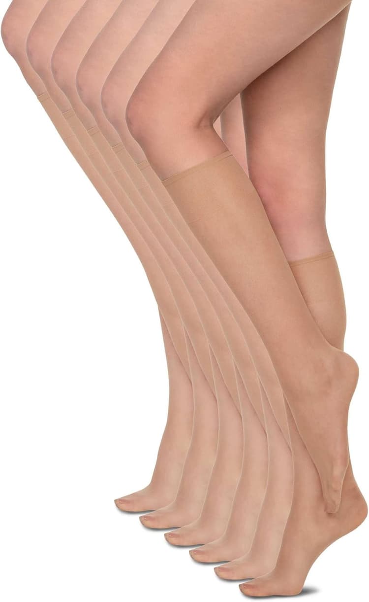 Chaussettes mi-bas pour femme 15 DEN Sans pression Légères et confortables au quotidien Matériau lisse Taille unique Six paires Sheena15