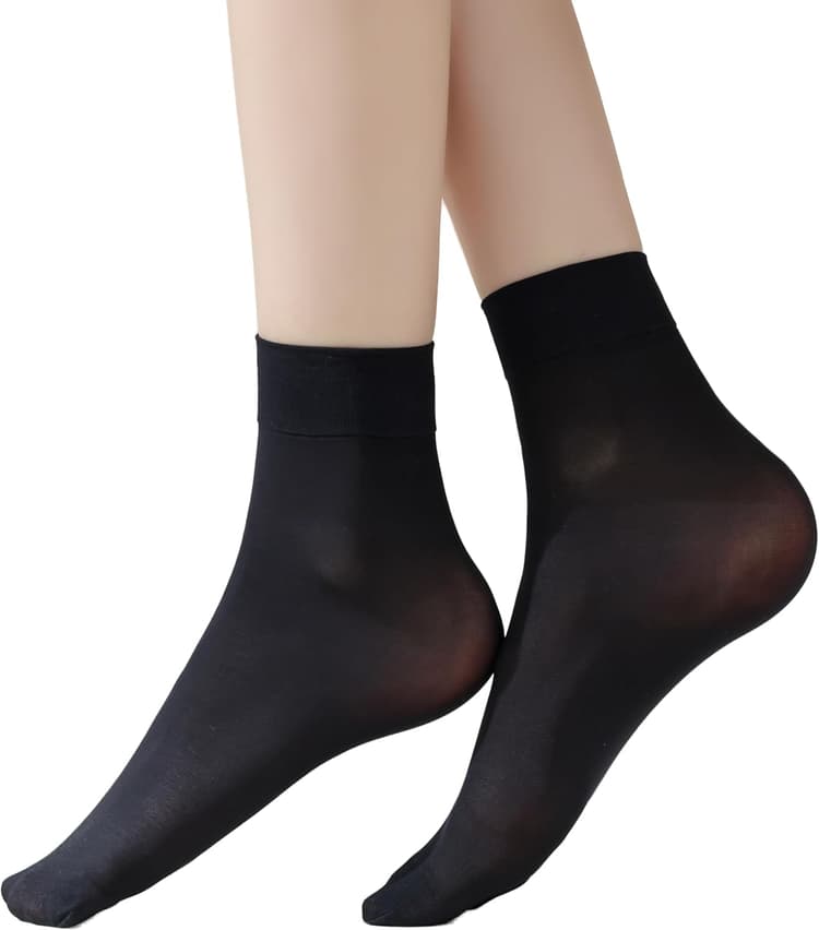 Women's 10-24 Pairs (in Gift Box) Ankle High Sheer Nylon Socks Soft Tight Hosiery with Reinforced Toe