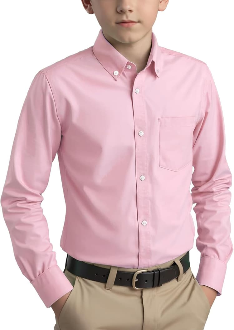 Spring&Gege Garçon Solid Color Col boutonné Uniforme Scolaire de Coton Occasionnels pour Enfants