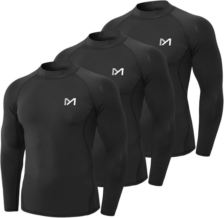 MEETYOO Tee Shirt Compression Homme Manche Longue/Courte,Baselayer Maillot Running Vetement Fitness pour Sports Jogging Musculation