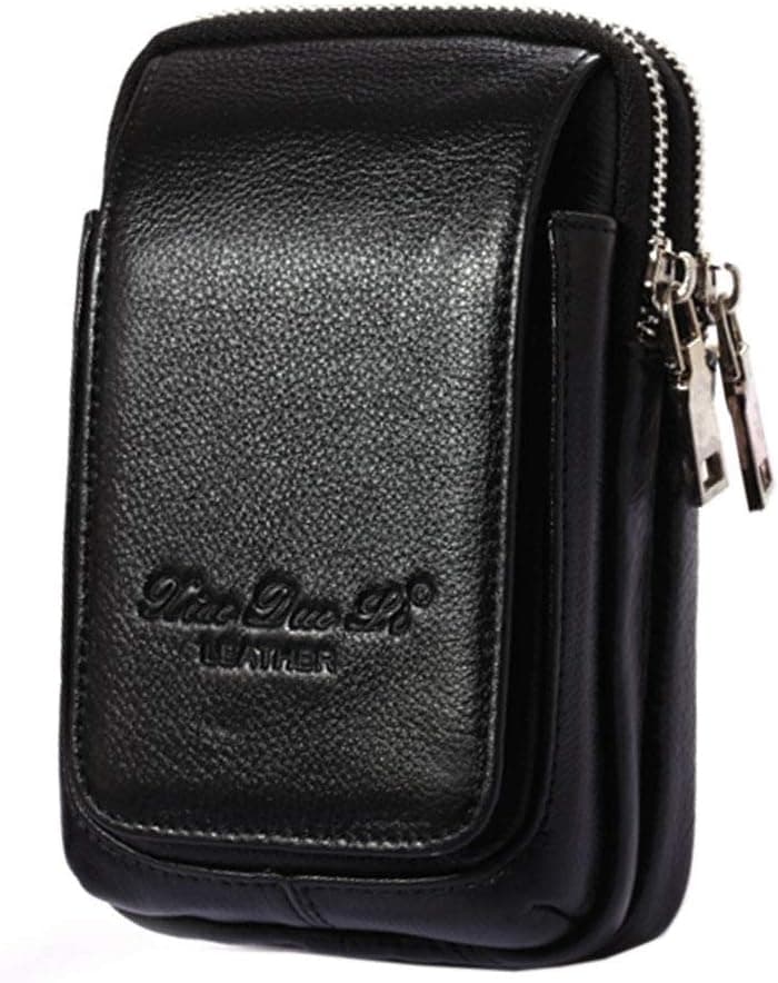 Sac de Taille en Cuir Vertical Porte-Monnaie Cigarette Hanche Ceintures Boucles de Téléphone Portable Sac Banane Multi-usages Voyage