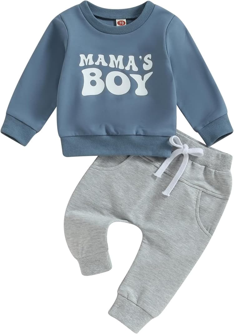 2 pièces complètes pour bébé nouveau-né ensemble de vêtements d'été col rond haut à manches longues et pantalon avec poche combinaison pour garçons 0-3 ans