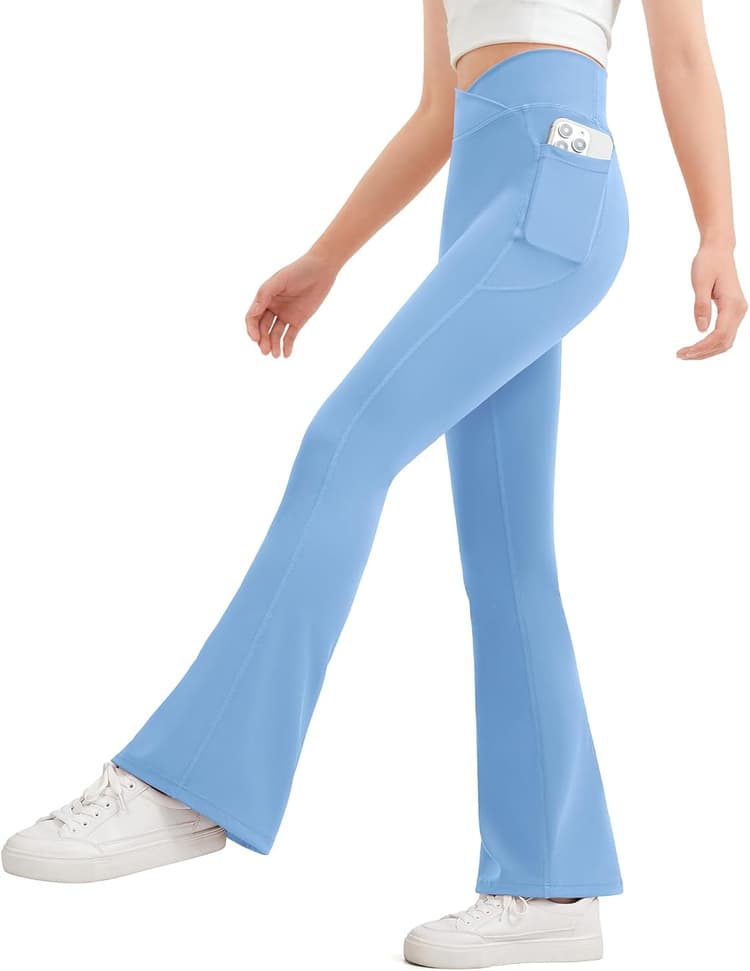 JOCMIC Girls Flare Leggings Kids Bell Bottom High Waisted Yoga Dance Flared Bootcut Pants