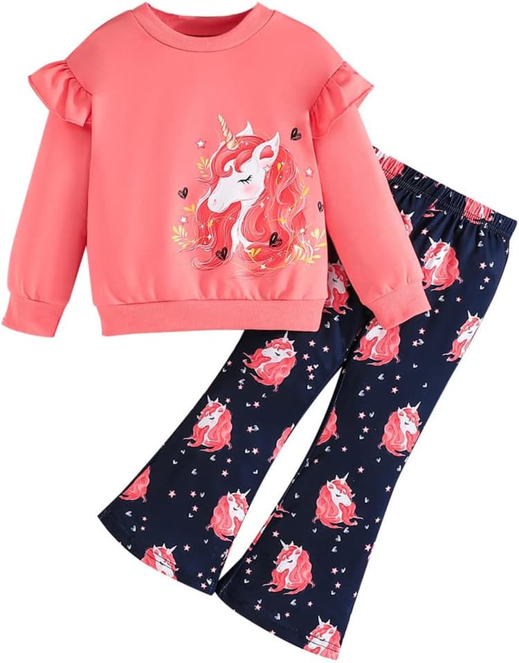 Ensembles Fille Sweatshirt Legging en Coton 2 Pièces Vêtements Mode pour Fille Pull 2-7 ans