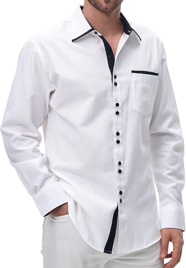 Suwangi Homme Chemise a Manches Longues Casual Business Oxford Coton Chemise à Poche